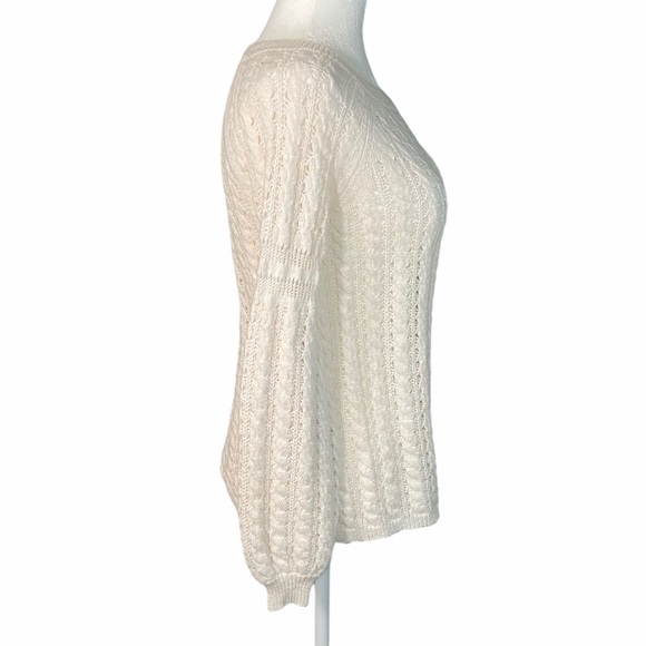 LOFT Knit Sweater Top White Size Petite Small - Picture 5 of 9